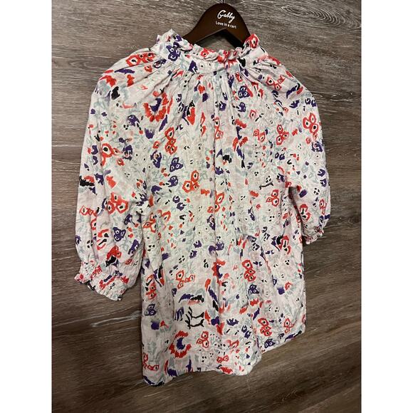 Avara top floral Puff short sleeves size XS Cotton V neck classic - Picture 9 of 9